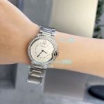 Replica Cartier Ballon Bleu White Dial Stainless Steel Diamond Watch 36mm